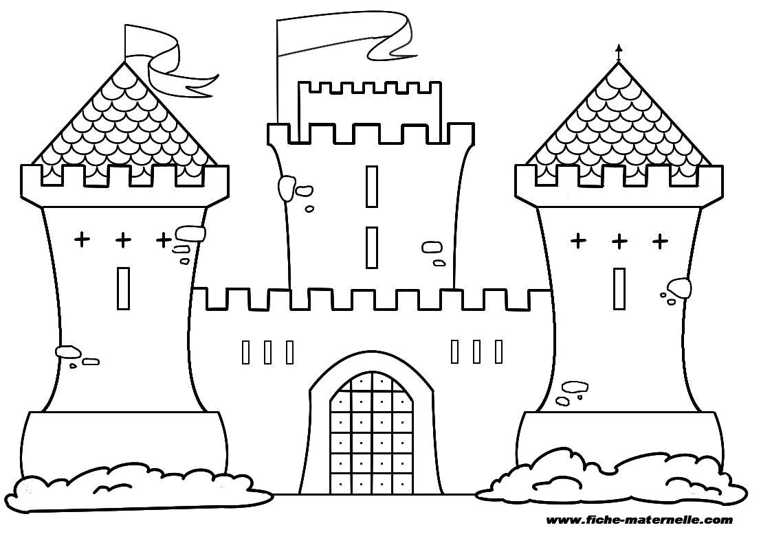 dessin chateau fort et chevalier