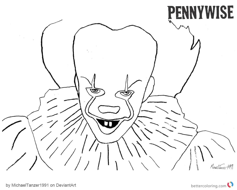 pennywise coloring pages 2017 sketch
