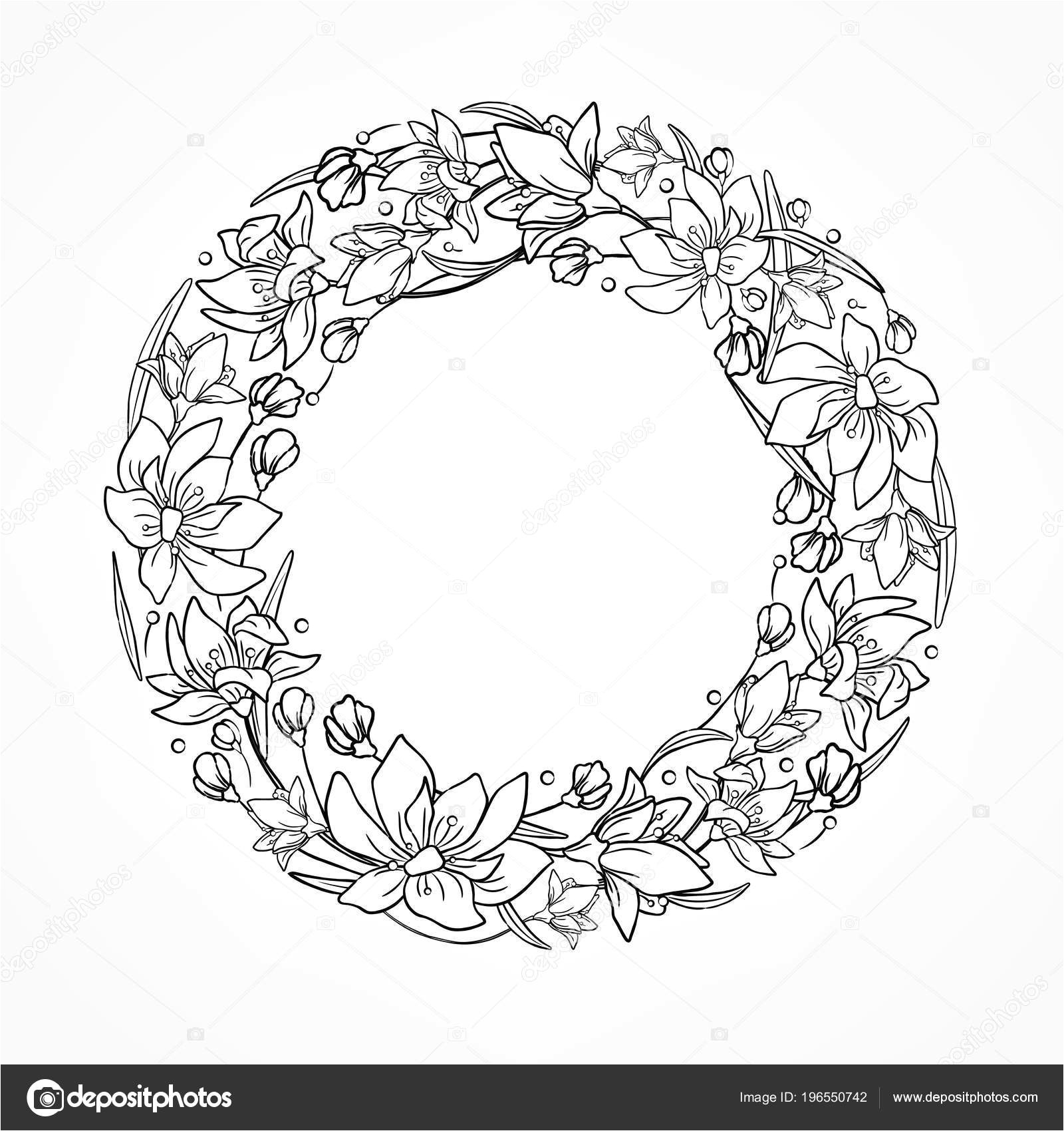 stock illustration wreath for coloring