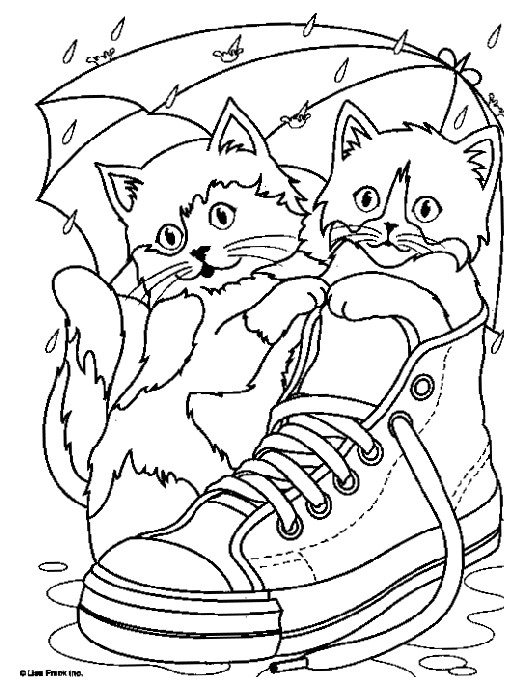 coloriage chatons dans chaussons