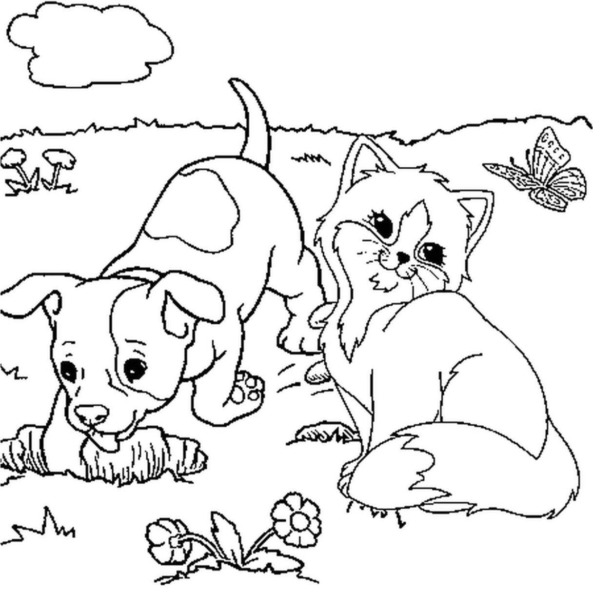 coloriage chien et chat imprimer intended for chien et chat coloriage