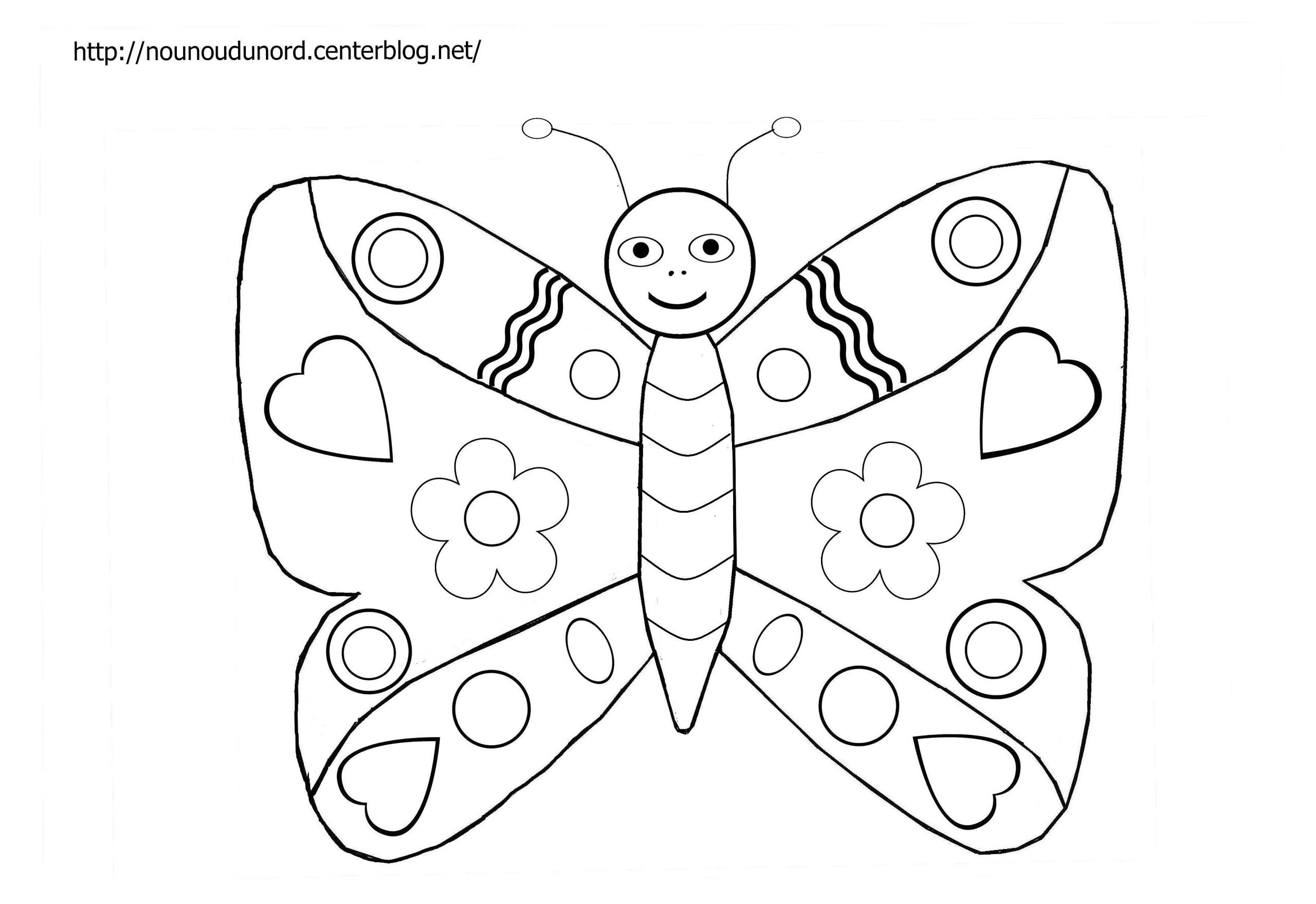 coloriage papillon à imprimer dessiné par nounoudunord