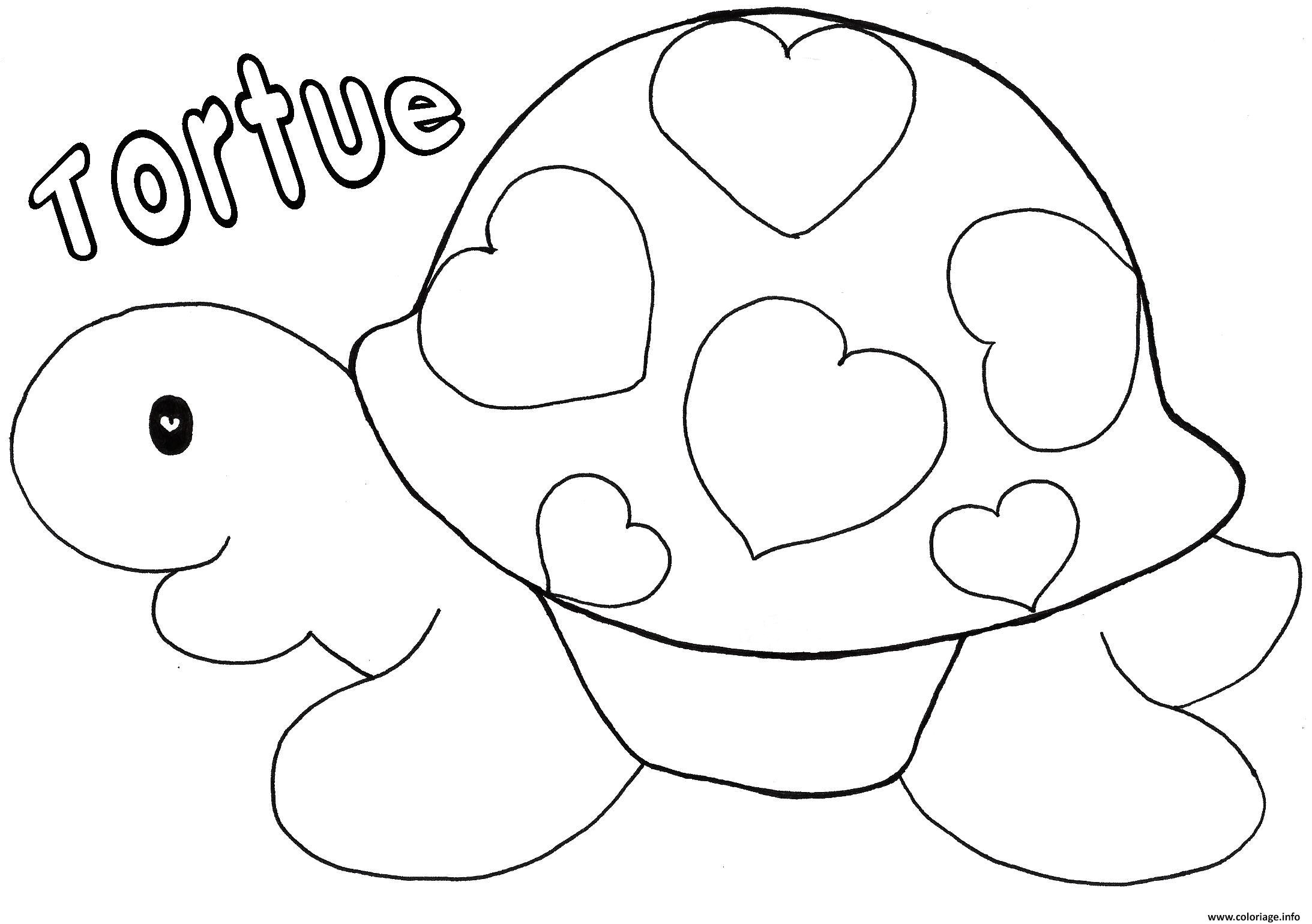 tortue avec des coeurs saint valentin coloriage dessin