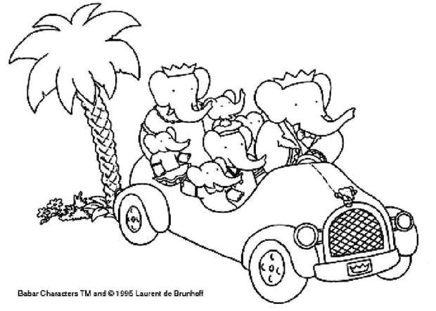 famille babar coloriage
