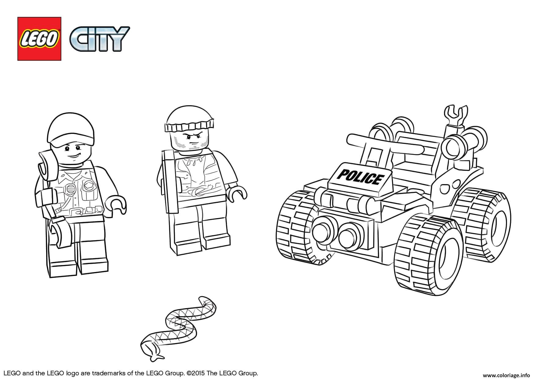 lego city atv patrol police coloriage dessin