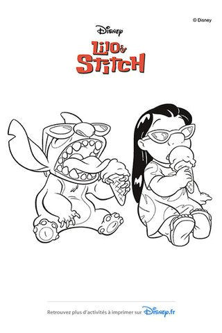 Coloriage Lilo Et Stitch 2 A Imprimer Coloriage Lilo Et Stitch Mangent Une Glace