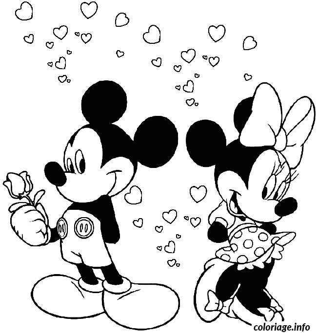 st valentin mickey est amoureux de minnie coloriage 7893