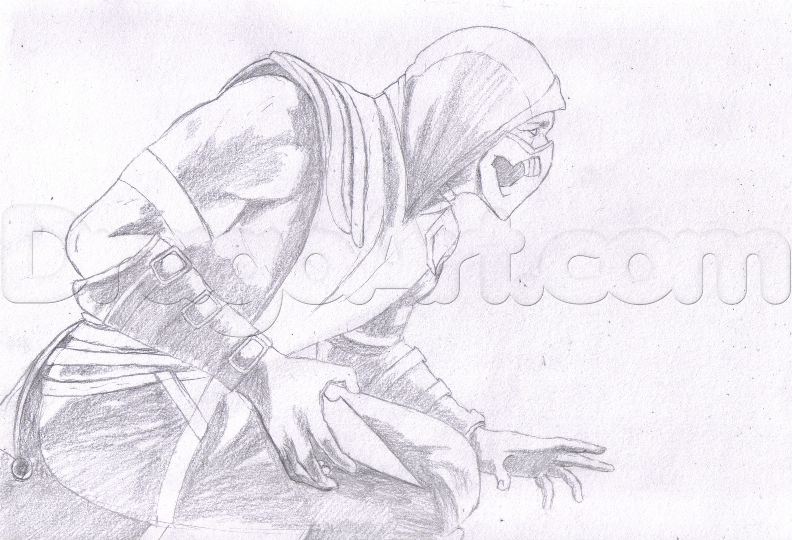 how to draw scorpion from mortal kombat x drawing sheet