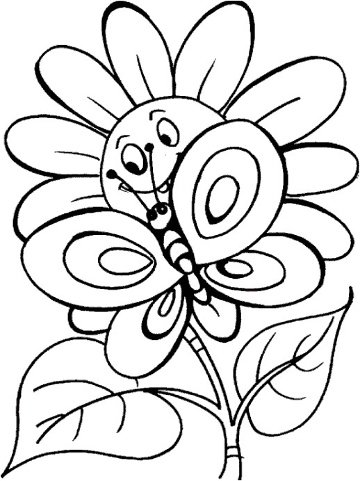 coloriage papillon fleur 01
