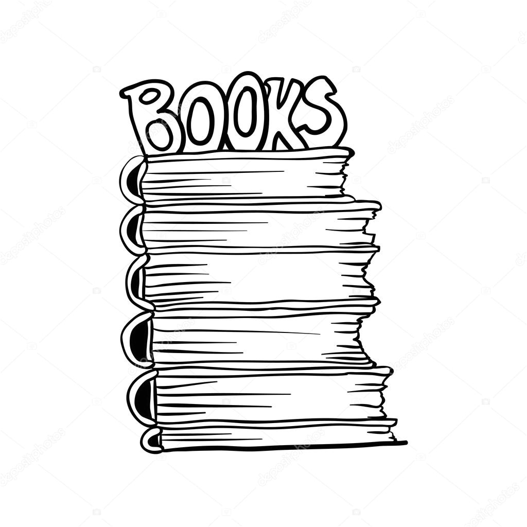 stock illustration doodle stack of books
