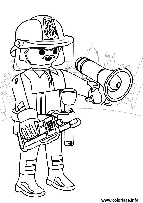 playmobil pompier coloriage dessin