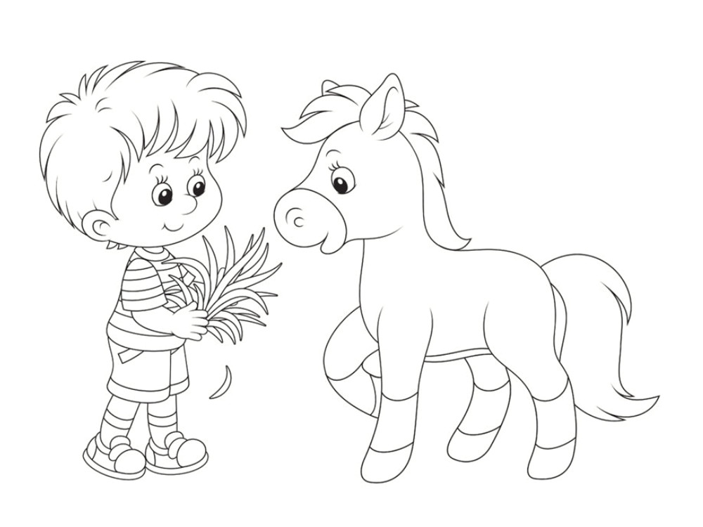 dessin colorier de cheval poney et poulain