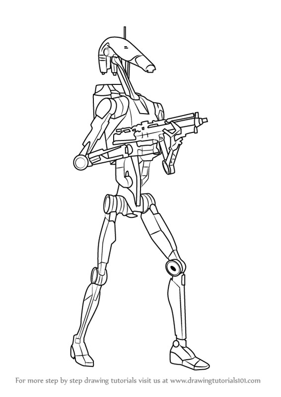 how to draw battle droid from star wars