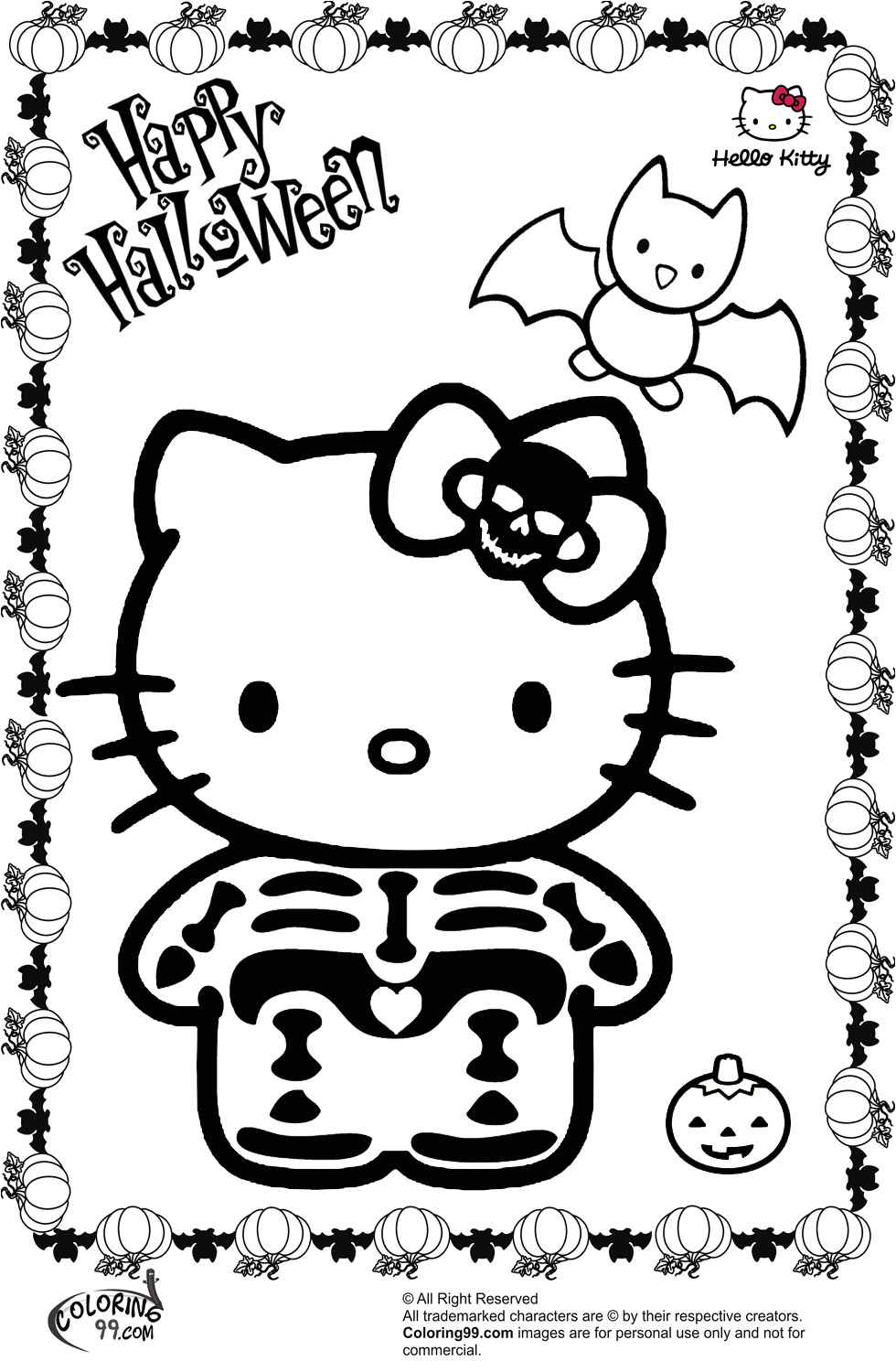 hello kitty halloween coloring pages