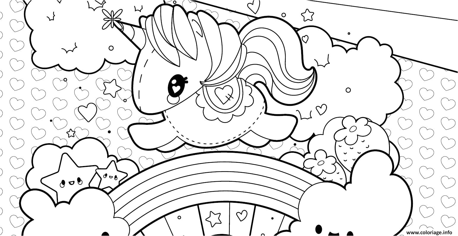 arc en ciel kawaii etoiles happy unicorn par artherapie coloriage licorne
