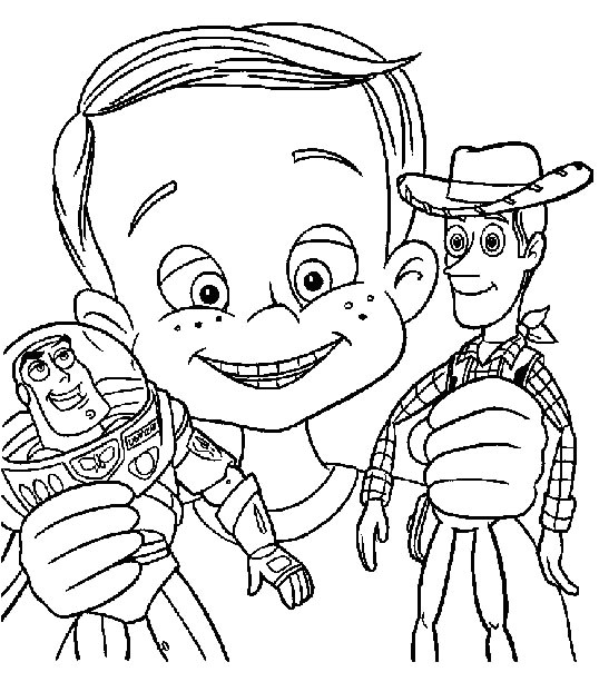 coloriage toy story woody buz et andy