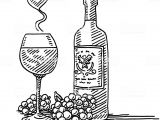 Coloriage De Bouteille De Vin Red Wine Glass Bottle Grapes Love Drawing Stock
