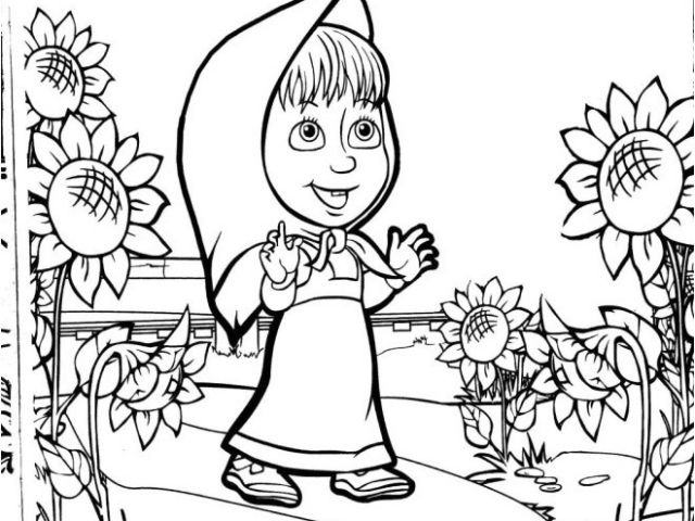 Coloriage Masha Et Michka Anniversaire Coloriage Masha Dans La Nature