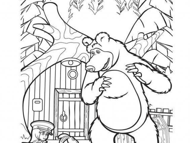 Coloriage Masha Et Michka Anniversaire Masha and the Bear Russian