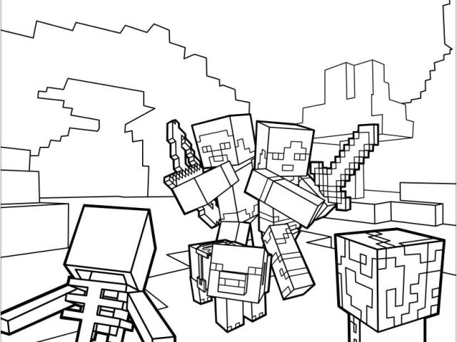 Coloriage Minecraft Blaze Fight All the Mobs Coloring Page On Minecraft ...