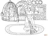 Coloriage sorcière Hansel Et Gretel Hansel is In Cell while Gretel is at Work Coloring Page